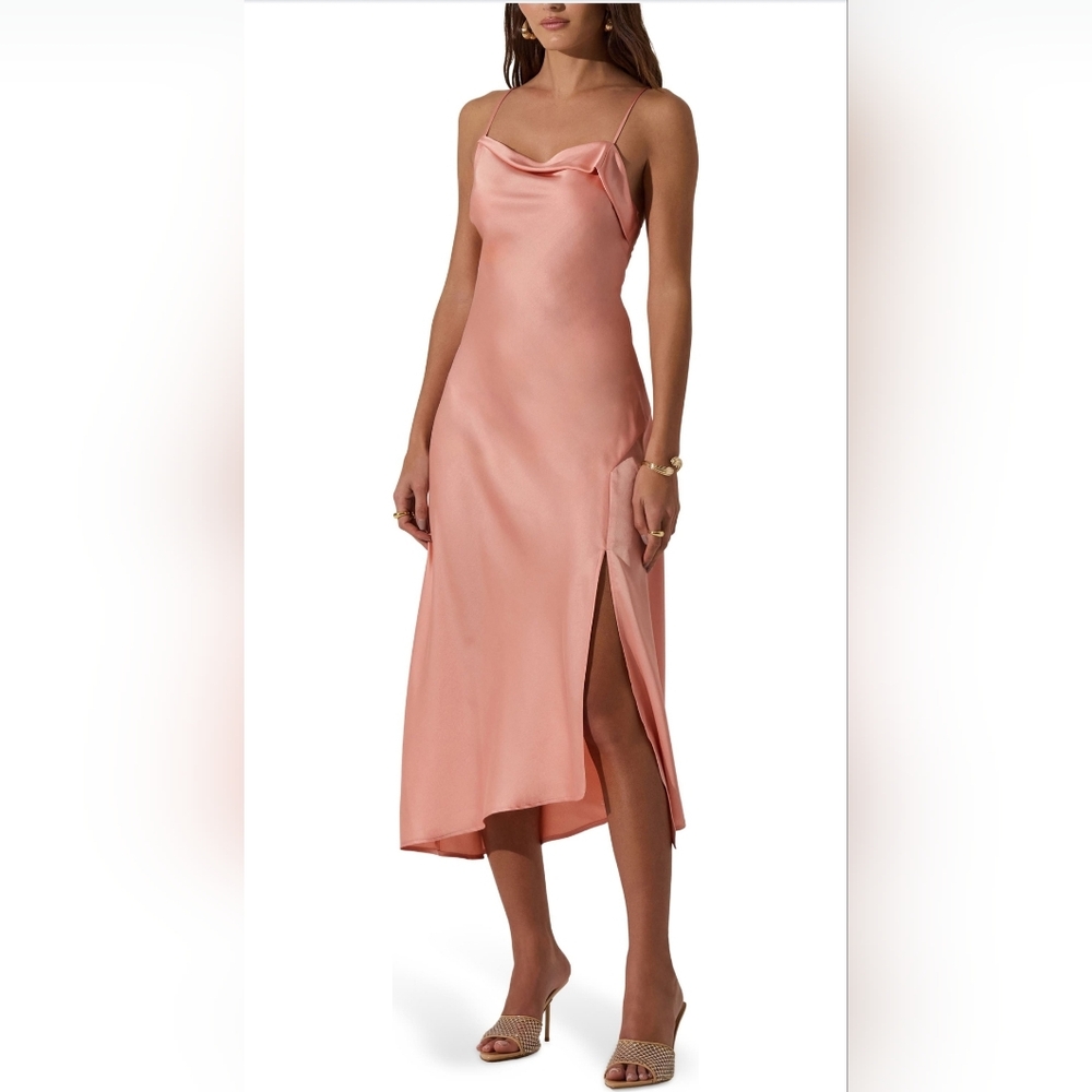 NWT ASTR The Label Cowl Neck Slip Dress ~ Coral ~ Med & Large Available